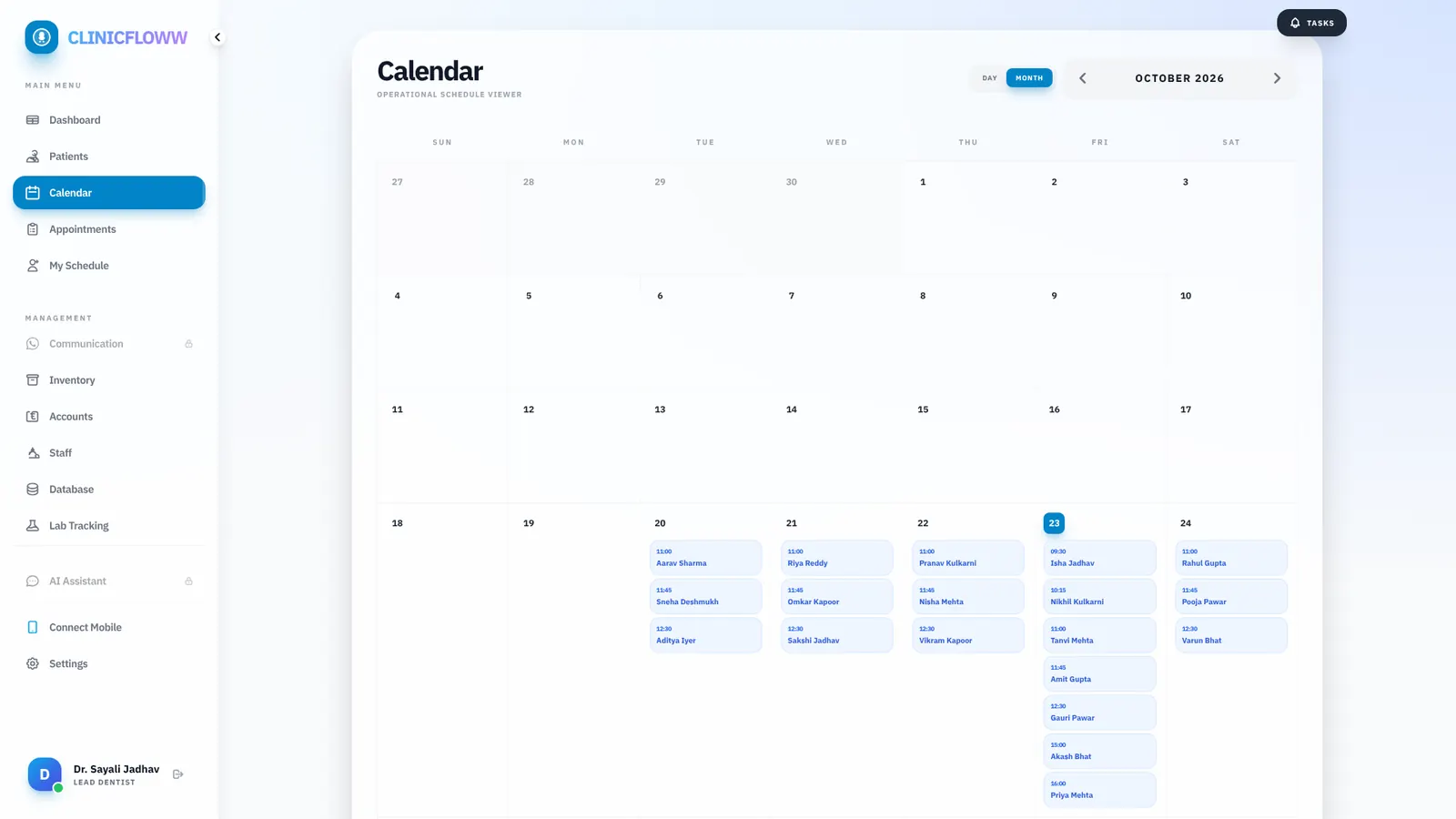 ClinicFloww calendar on a desktop monitor
